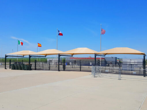 Commercial fabric shade structure installed by ShadePro