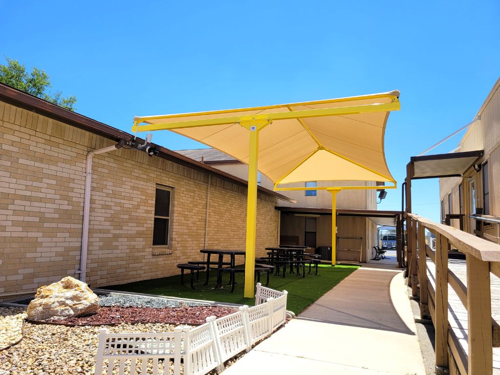Interlocking Sloped Cantilever Shade Structure